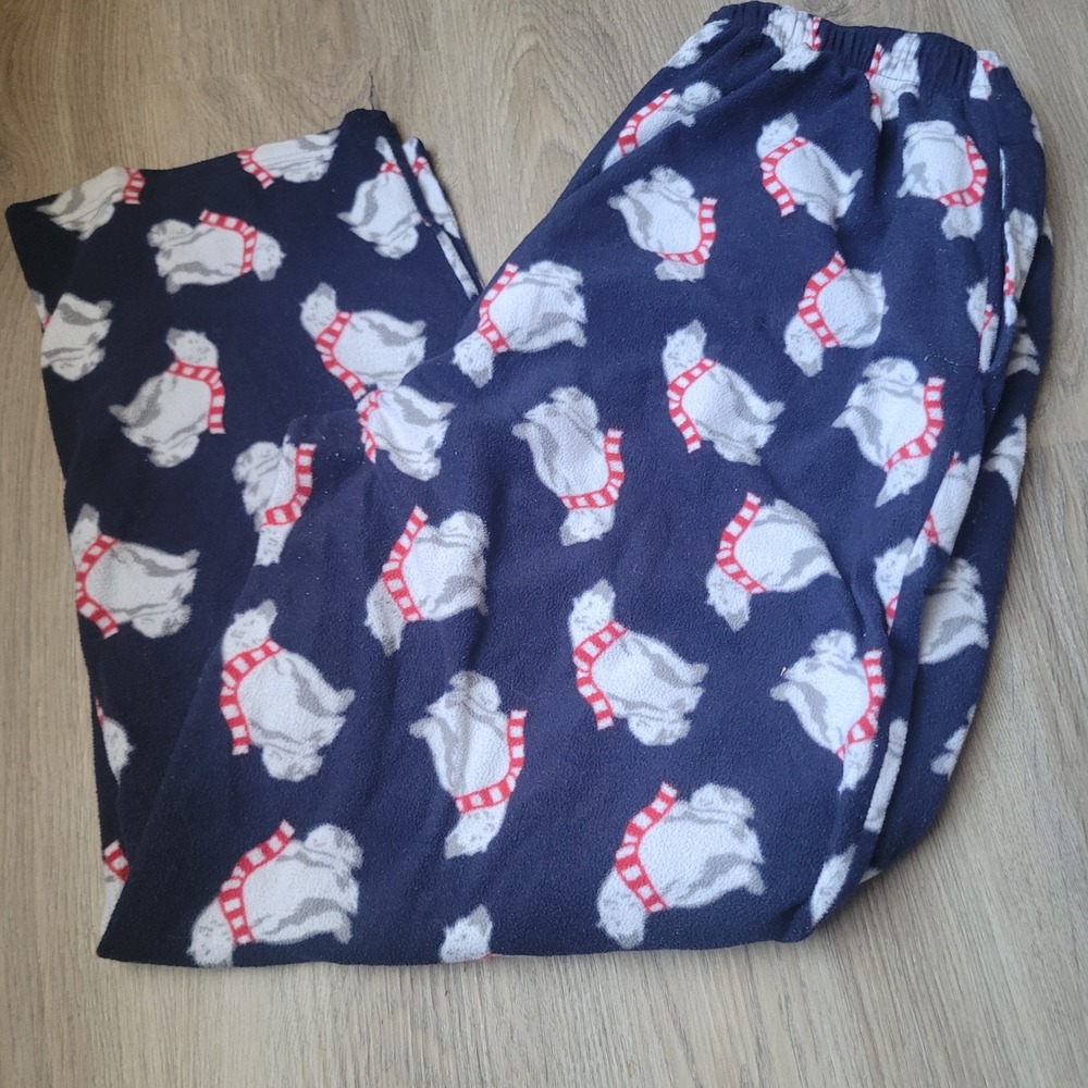 Stafford Pajama Pants Mens Large Blue Polar Bear Fleece Sleepwear Classic Fit PJ